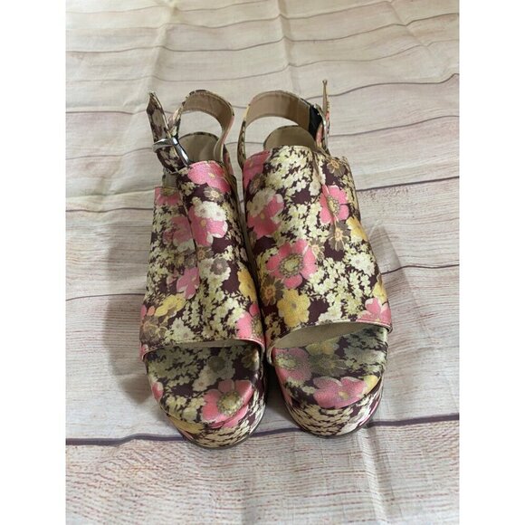 Free People Women's Ditsy Floral Slingback Bohemian Wedges - 40 (US 9) - Picture 4 of 14